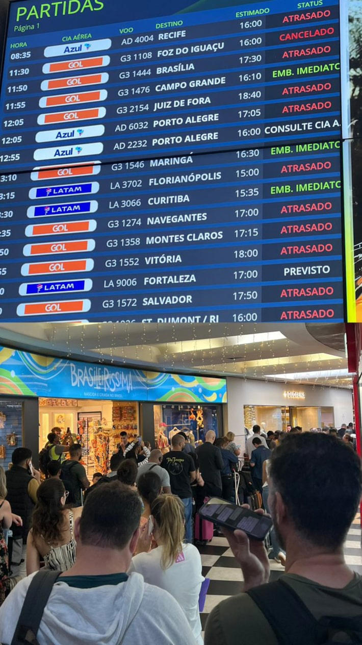 Mais de 120 voos foram cancelados em Congonhas até as 17h30 desta quarta-feira, 10 Foto: Reprodução/@chrisgonzatti via X