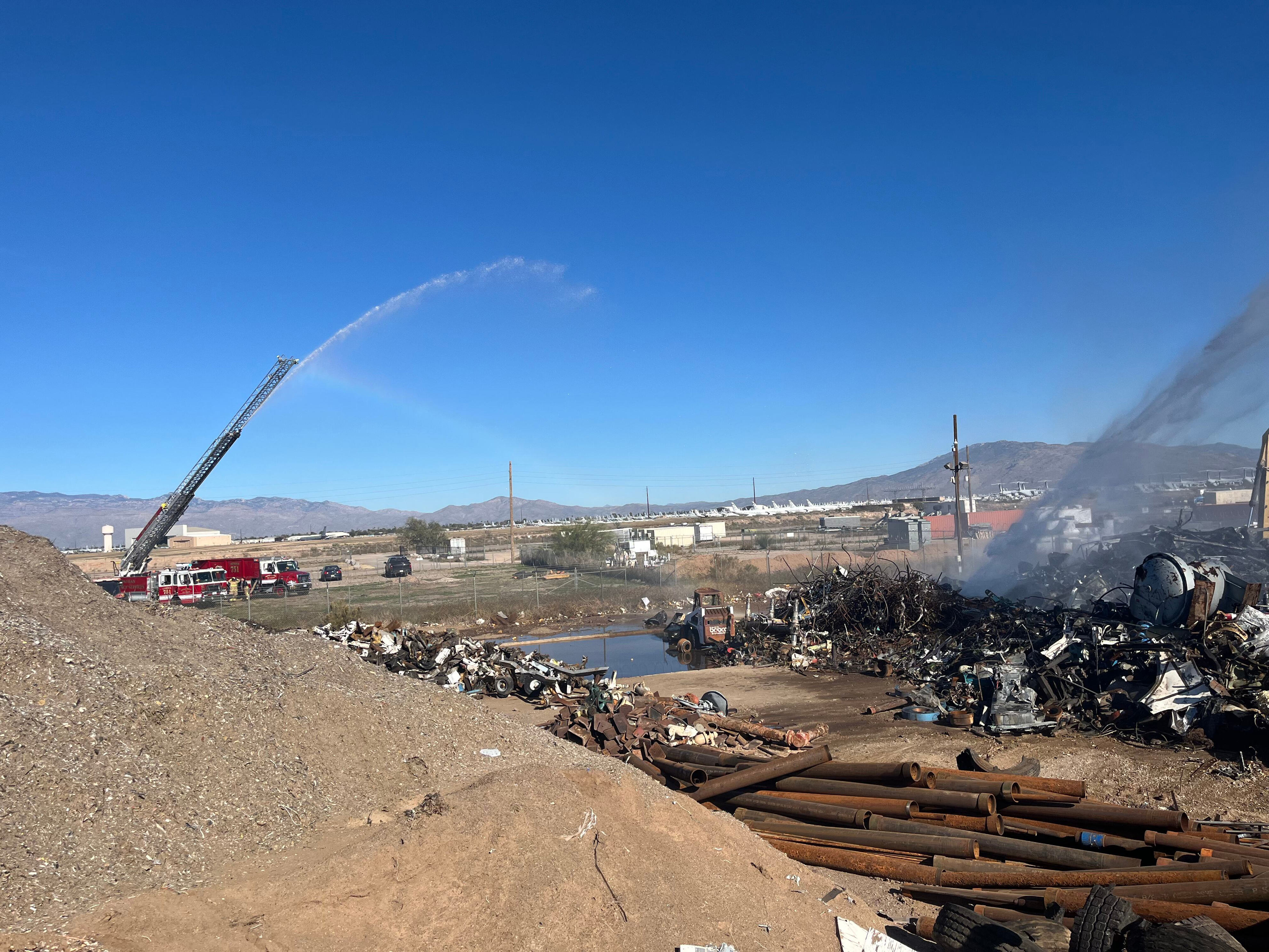 Crews battle scrap metal fire near Davis-Monthan