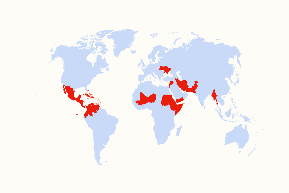 World map shows top conflict hot spots in 2026