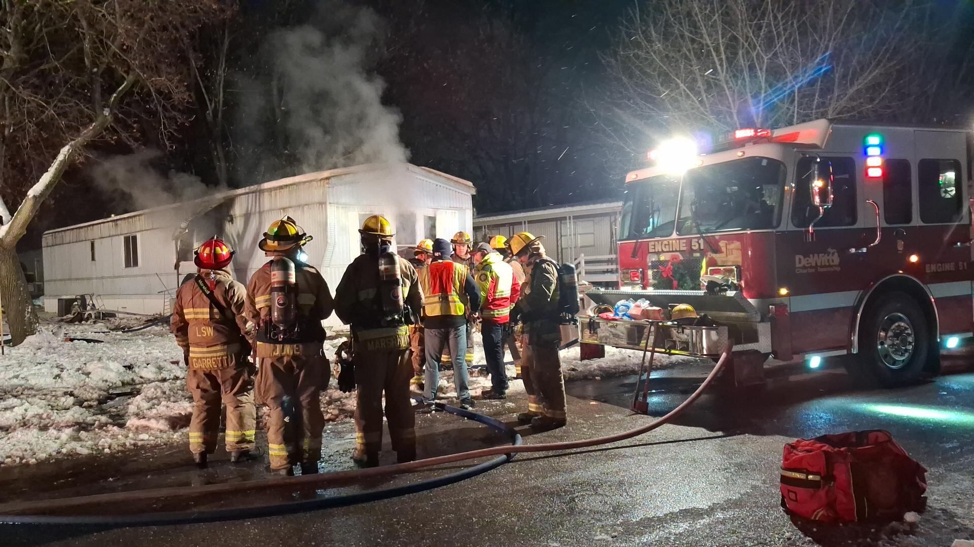 DeWitt Twp. mobile home destroyed in late night fire
