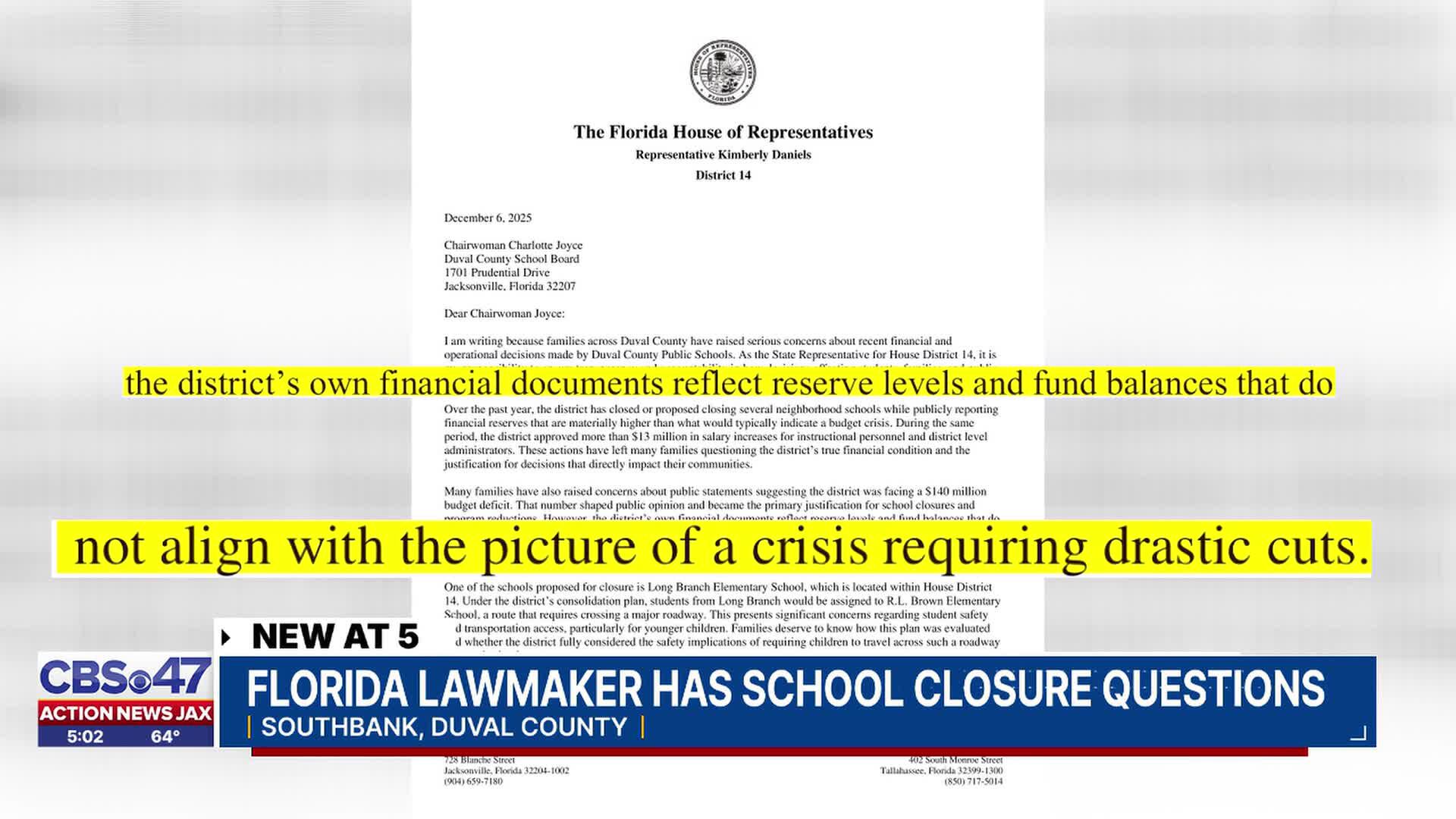 Local lawmaker raises questions over Duval County Public Schools