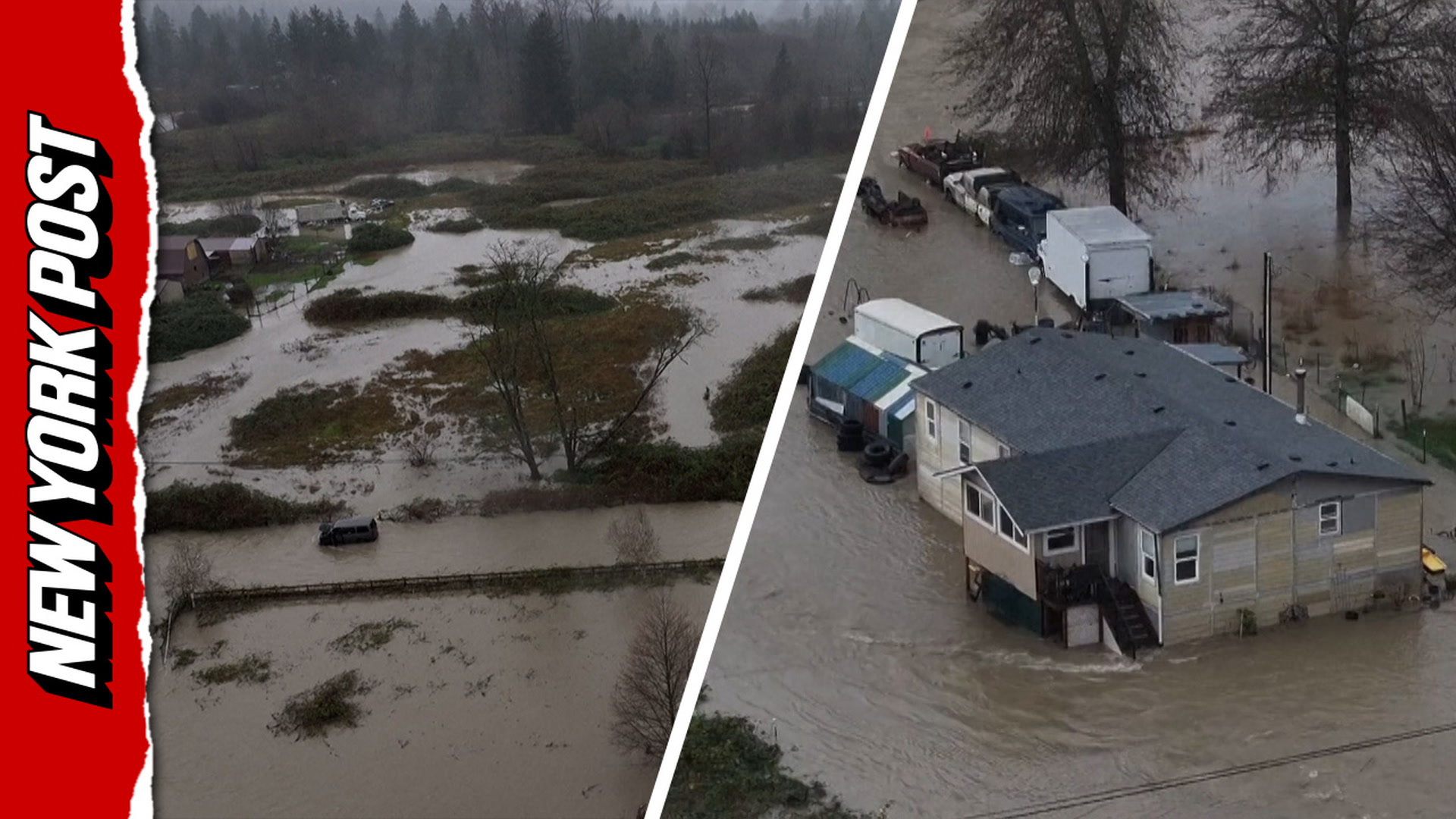 Drone captures massive flooding in Washington as atmospheric river ...