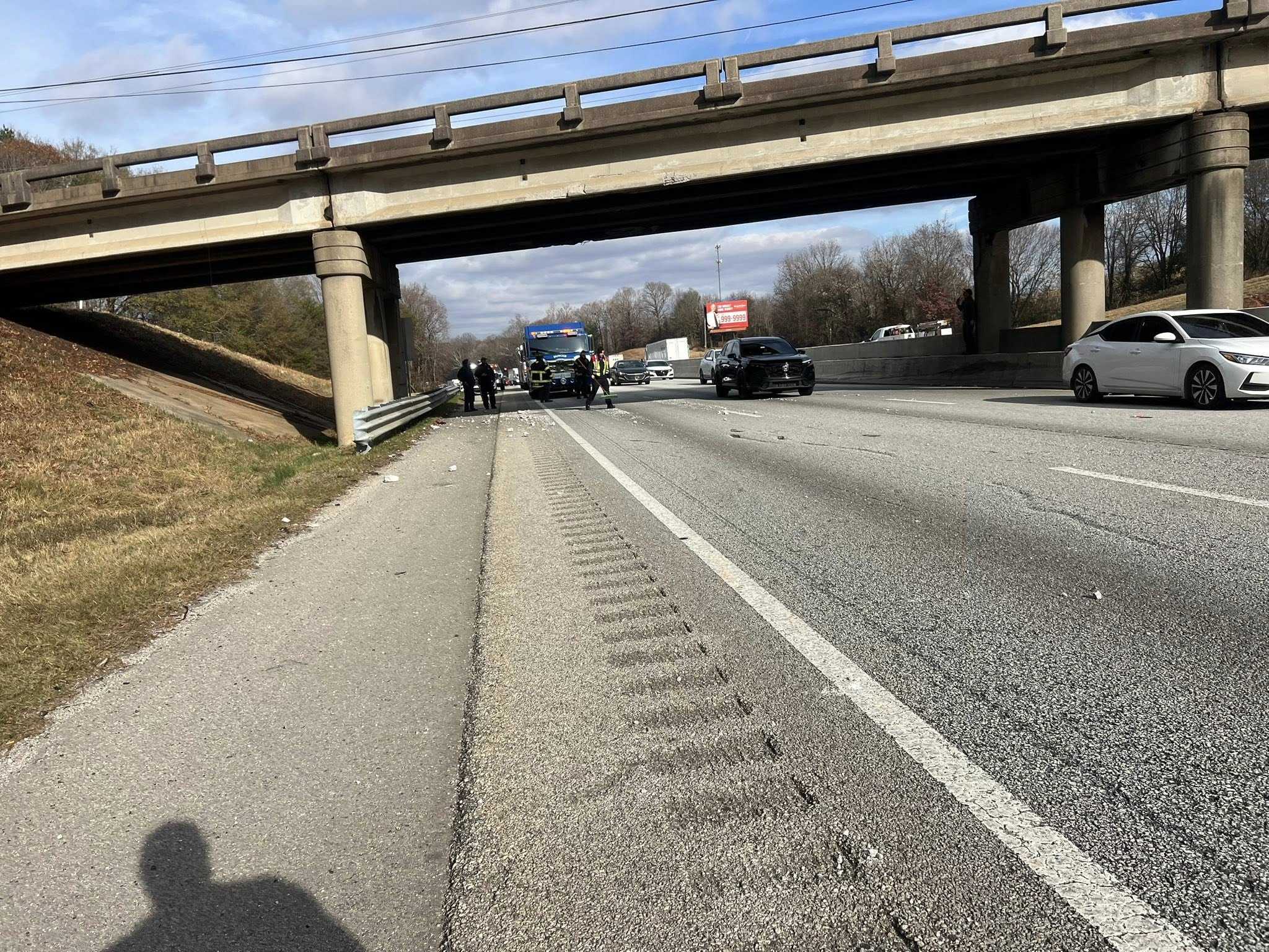 Bridge over I-85 closed after semi-truck strikes overpass, officials say