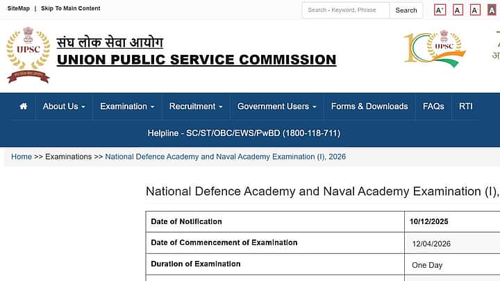 UPSC NDA, CDS 2026 registration begins: Check last date to apply for ...