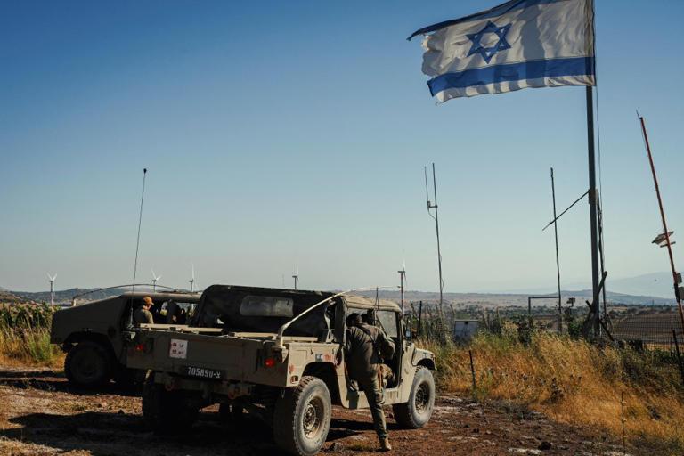 An Israel Defense Forces drone unit trains near Kibbutz Merom Golan in the northern Golan Heights, on June 26, 2025.