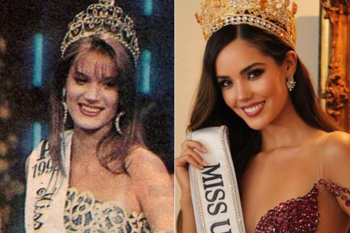 Embora seja algo inédito na Venezuela, um caso semelhante aconteceu no Chile, quando Celeste Viel foi coroada em 2023, repetindo o feito de sua mãe, Paula Caballero, eleita Miss Chile em 1993, 30 anos antes.-Montagem/Reproduc?a?o/Instagram
