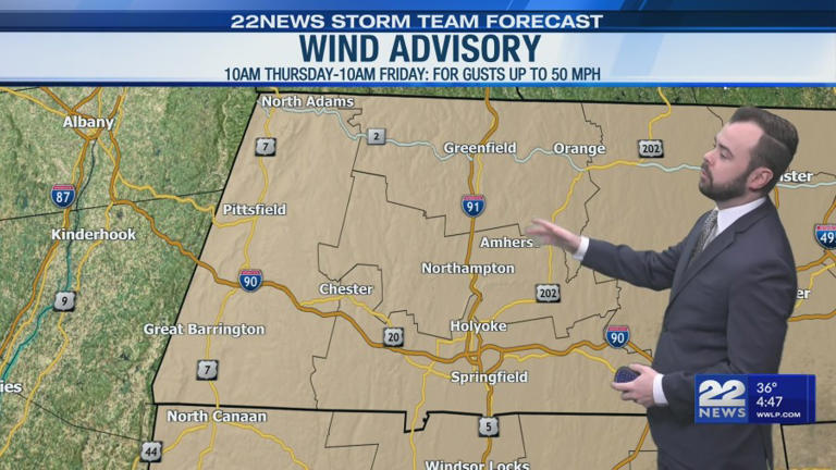 Wind advisory for western Massachusetts, gusts could reach 50 mph