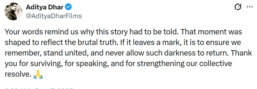 Aditya Dhar reacts to 26/11 survivors