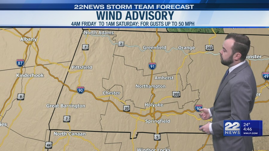 Wind advisory: Gusts may reach 50 mph in western Massachusetts