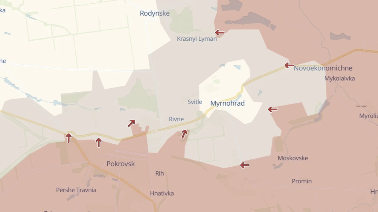 Russian forces getting closer to Myrnohrad and advancing towards Siversk – DeepState analysts<br><br>