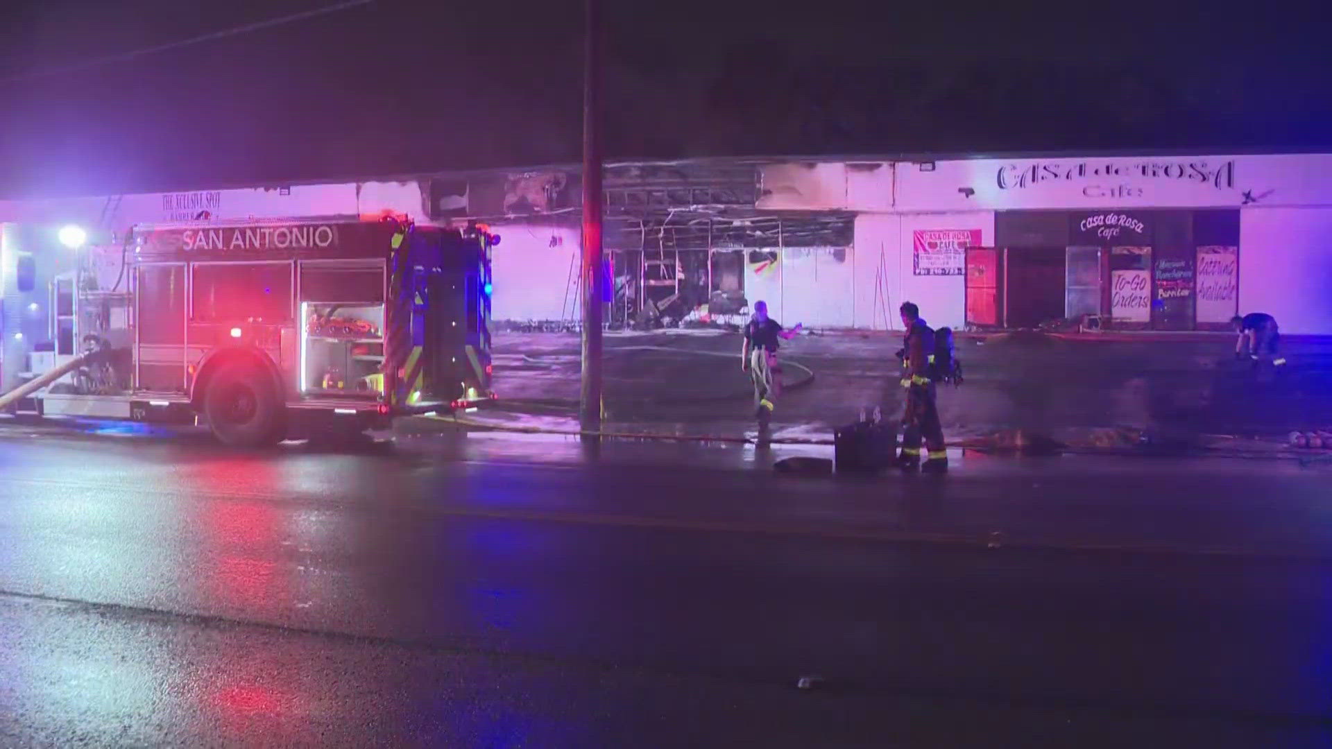 SAFD crews working a fire that broke out in a set of buildings ...