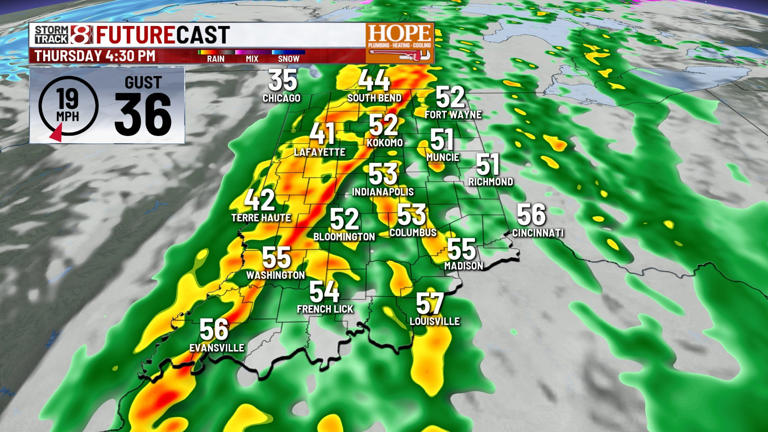 Rain, gusty winds, and drastic temperature drop for central Indiana ...