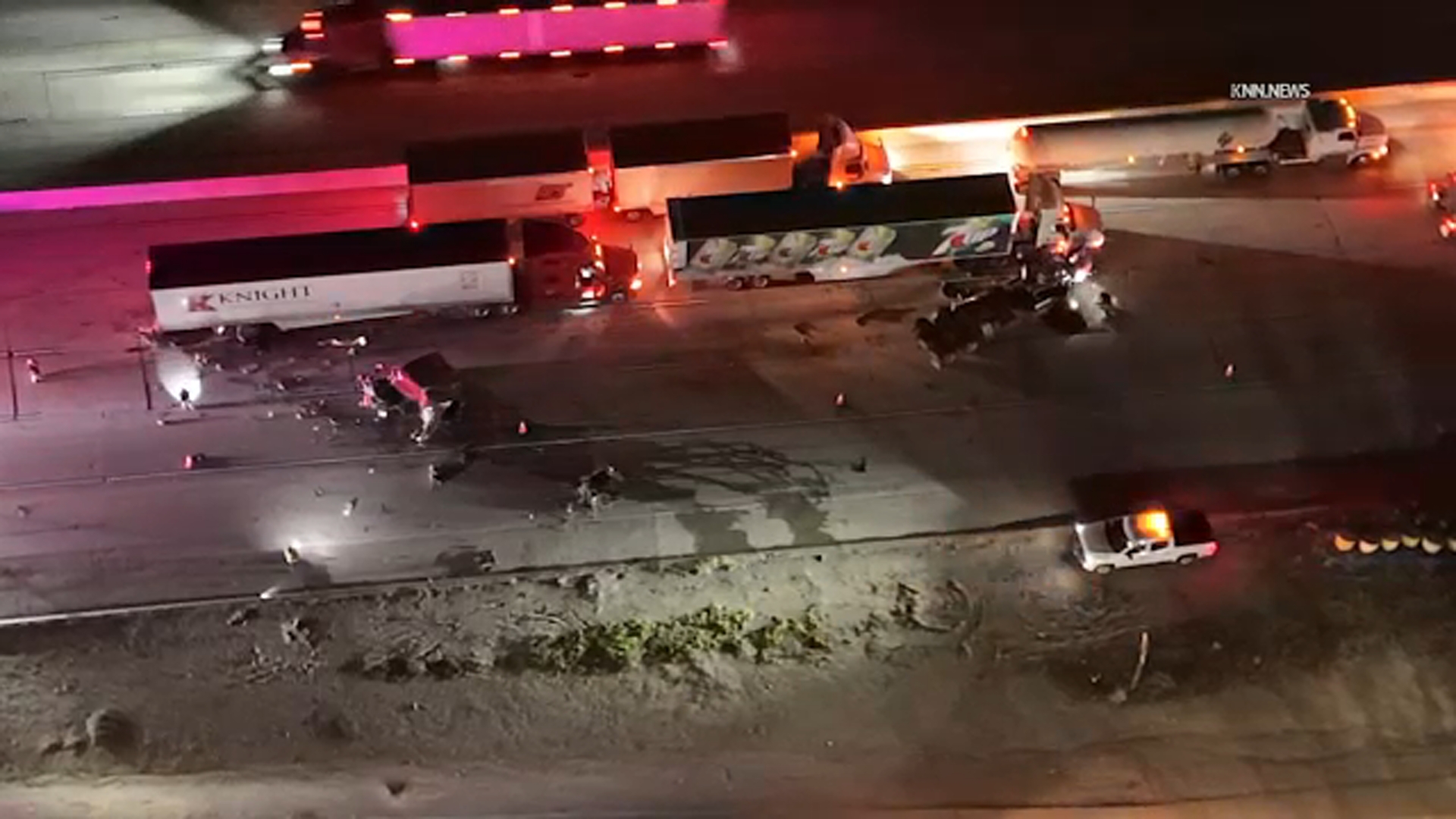 Crash involving 3 semi-trucks shuts down NB 5 Freeway in Santa Clarita ...