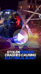 Stolen Ferrari crashes into utility pole, triggering electrical explosion