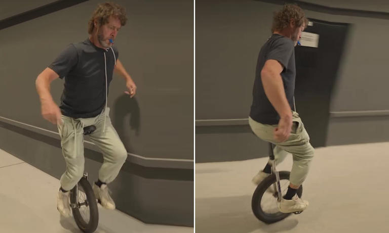 Take That star Howard Donald, 57, gets back on his unicycle for first ...