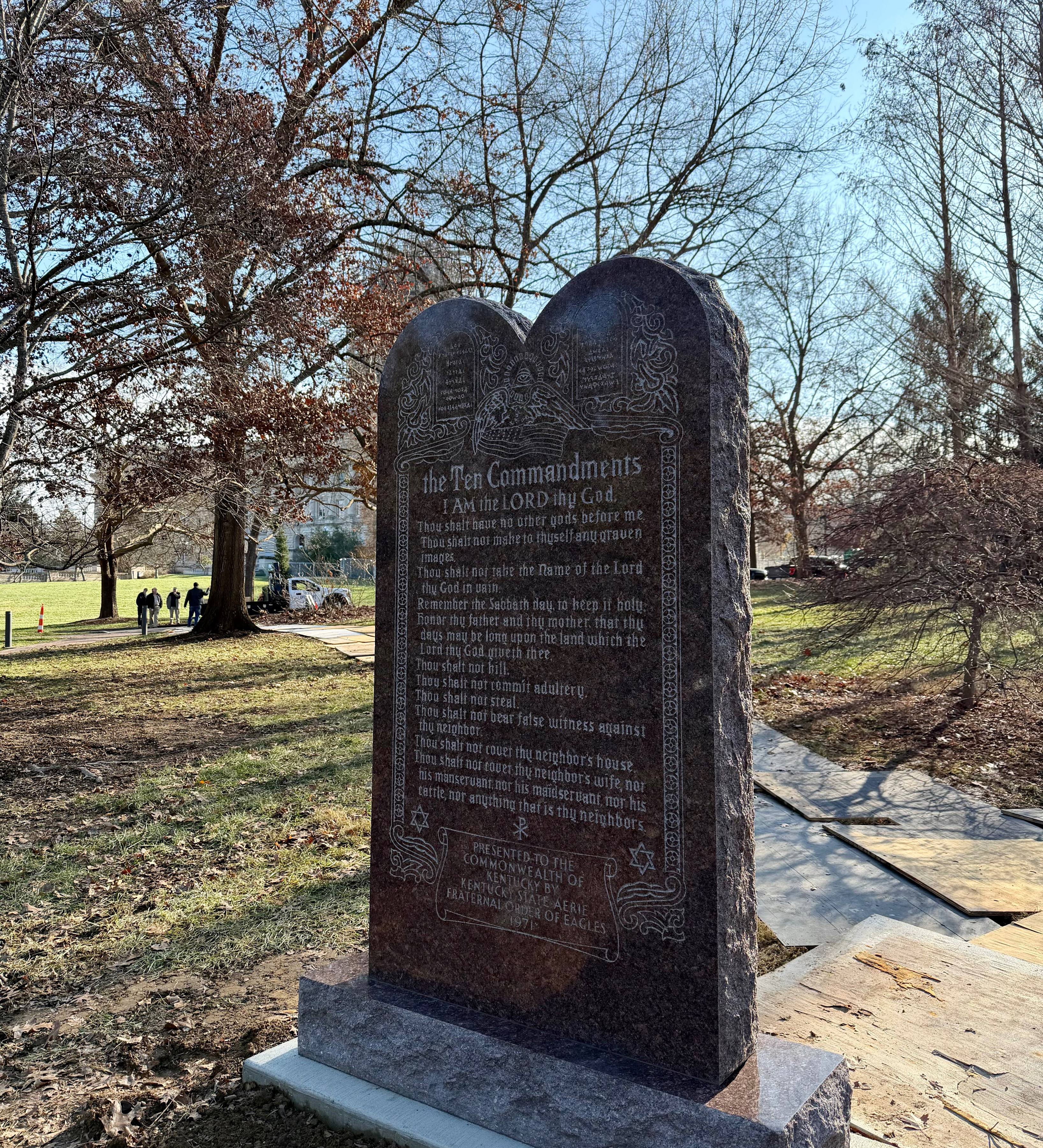 Ten Commandments monument restored to Kentucky Capitol grounds