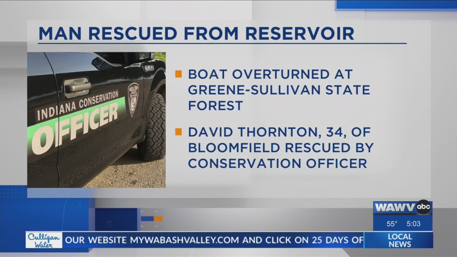 Bloomfield man rescued from water at Greene-Sullivan State Forest