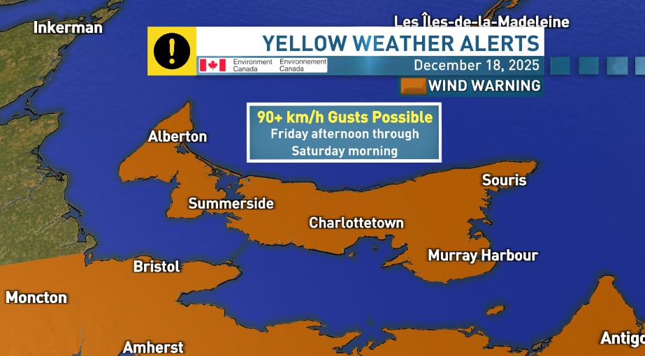 Weekend wind warning in effect for PEI., with peak gusts of 100 km/h ...