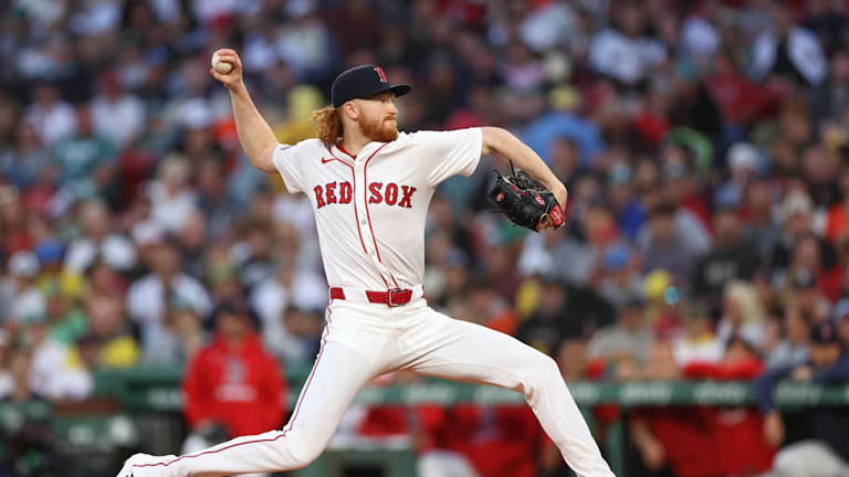 Aug 18, 2025; Boston, Massachusetts, USA; Boston Red Sox starting pitcher Dustin May (85) delivers a pitch during the second inning against the Baltimore Orioles at Fenway Park. Mandatory Credit: Paul Rutherford-Imagn Images | Paul Rutherford-Imagn Images