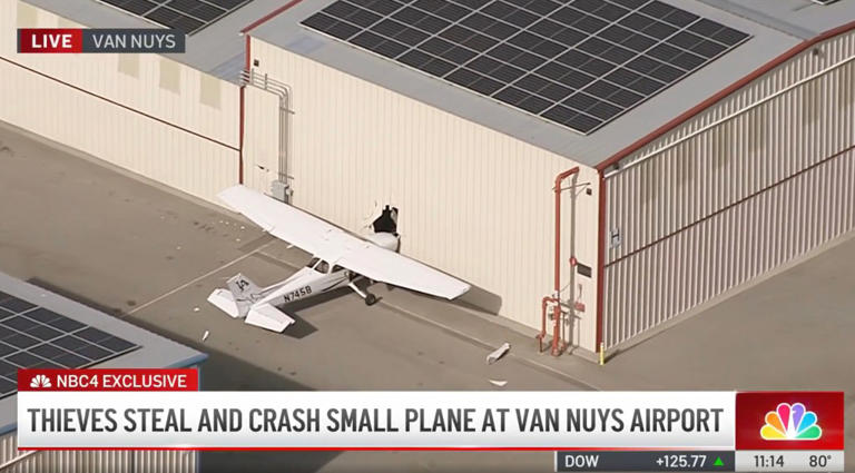Hijacked plane crashes into Van Nuys airport building