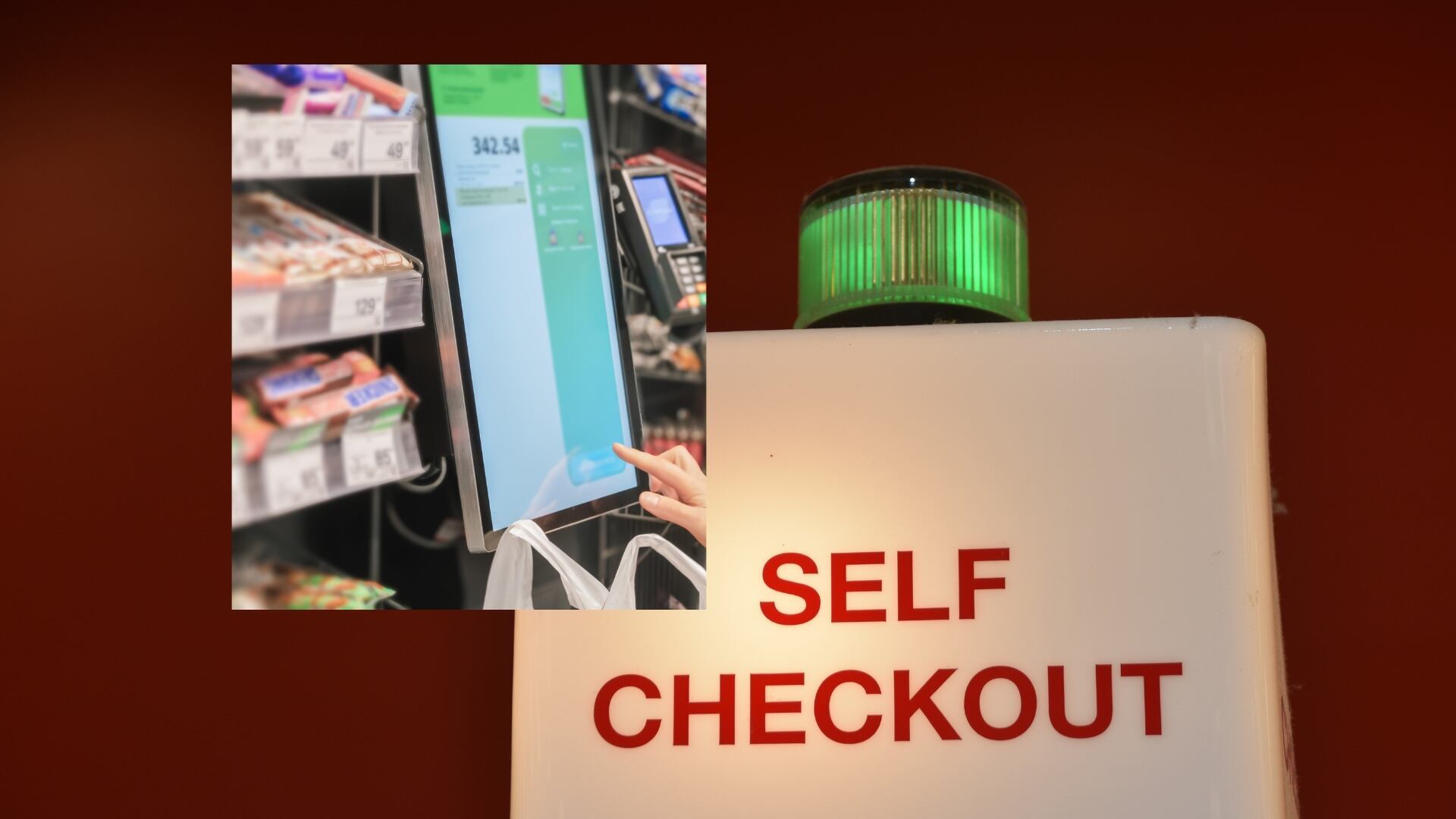 Selfcheckout shopper throws epic fistpounding, displaysmashing