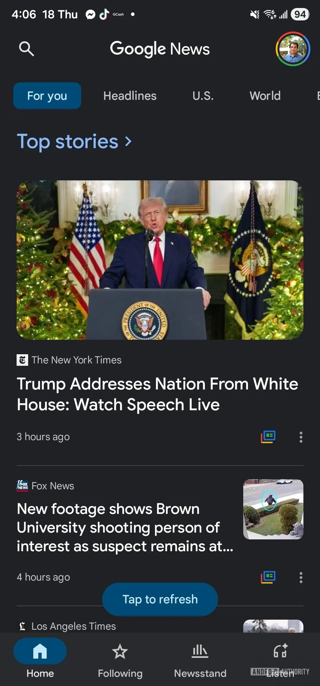 Google News app audio briefing feature reads your headlines aloud