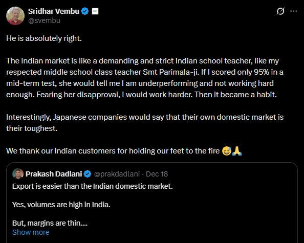 Sridhar Vembu X post