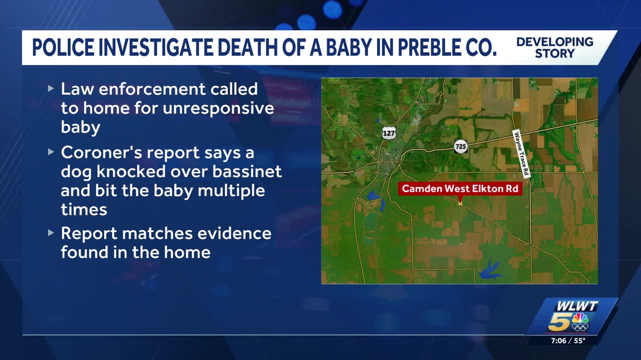 Coroner: Ohio infant dies after dog knocked over bassinet, bit child