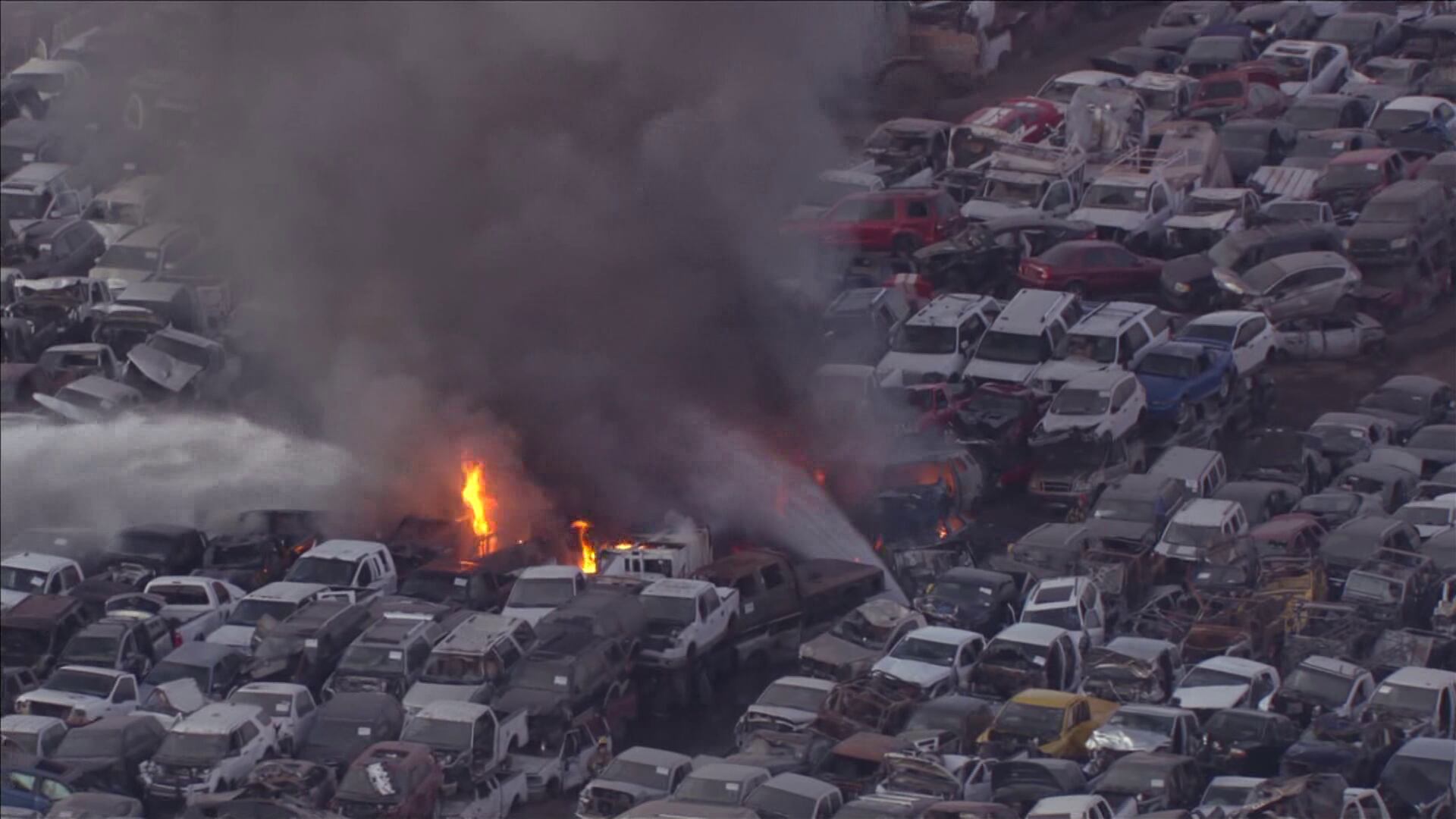 Dozens of cars catch fire at South Phoenix junkyard