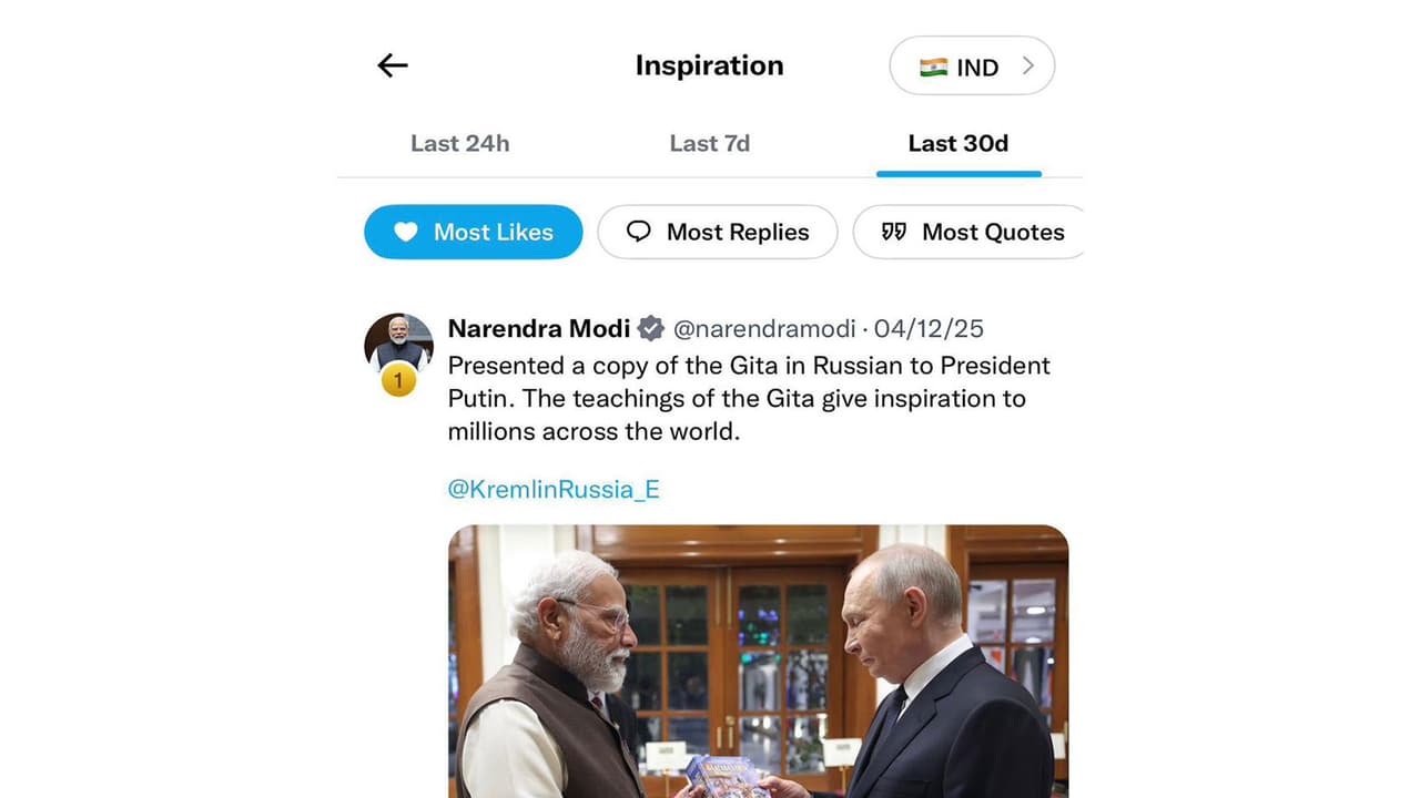 PM Modi's X posts dominate India's 'most liked' list in 30 days