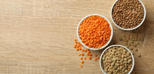العدس البني والأصفر