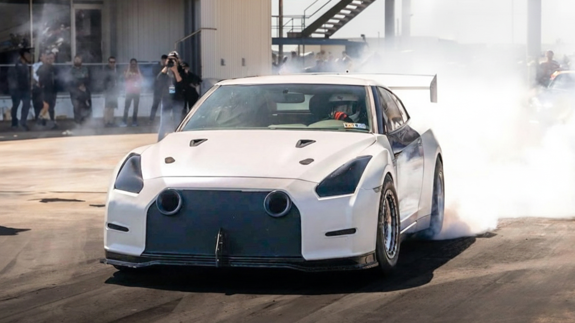 High power Nissan GTR on the strip