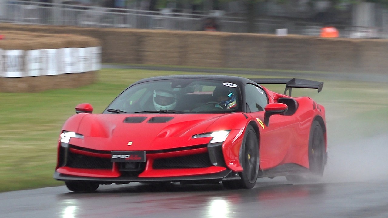 This Ferrari SF90 looks wild on a wet track