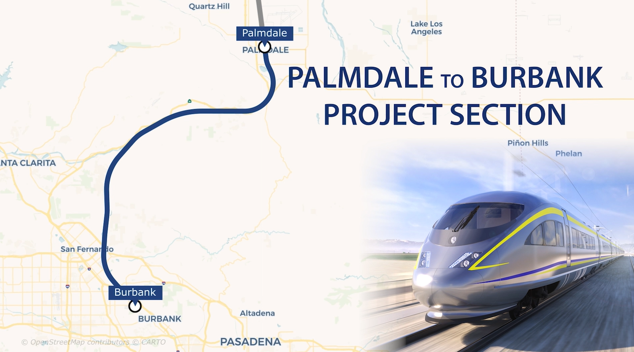Map shows California high speed rail’s 38-mile Palmdale-Burbank project ...