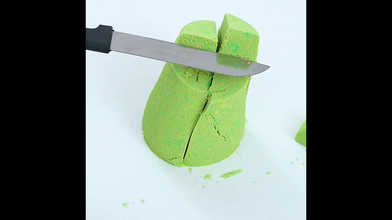 ASMR cutting avocado green sand
