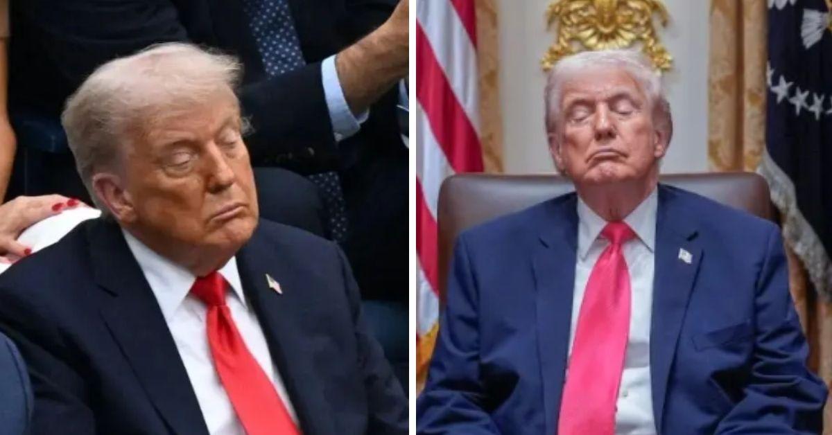 Donald Trump's face 'droops' as he 'struggles to stay awake' during on ...