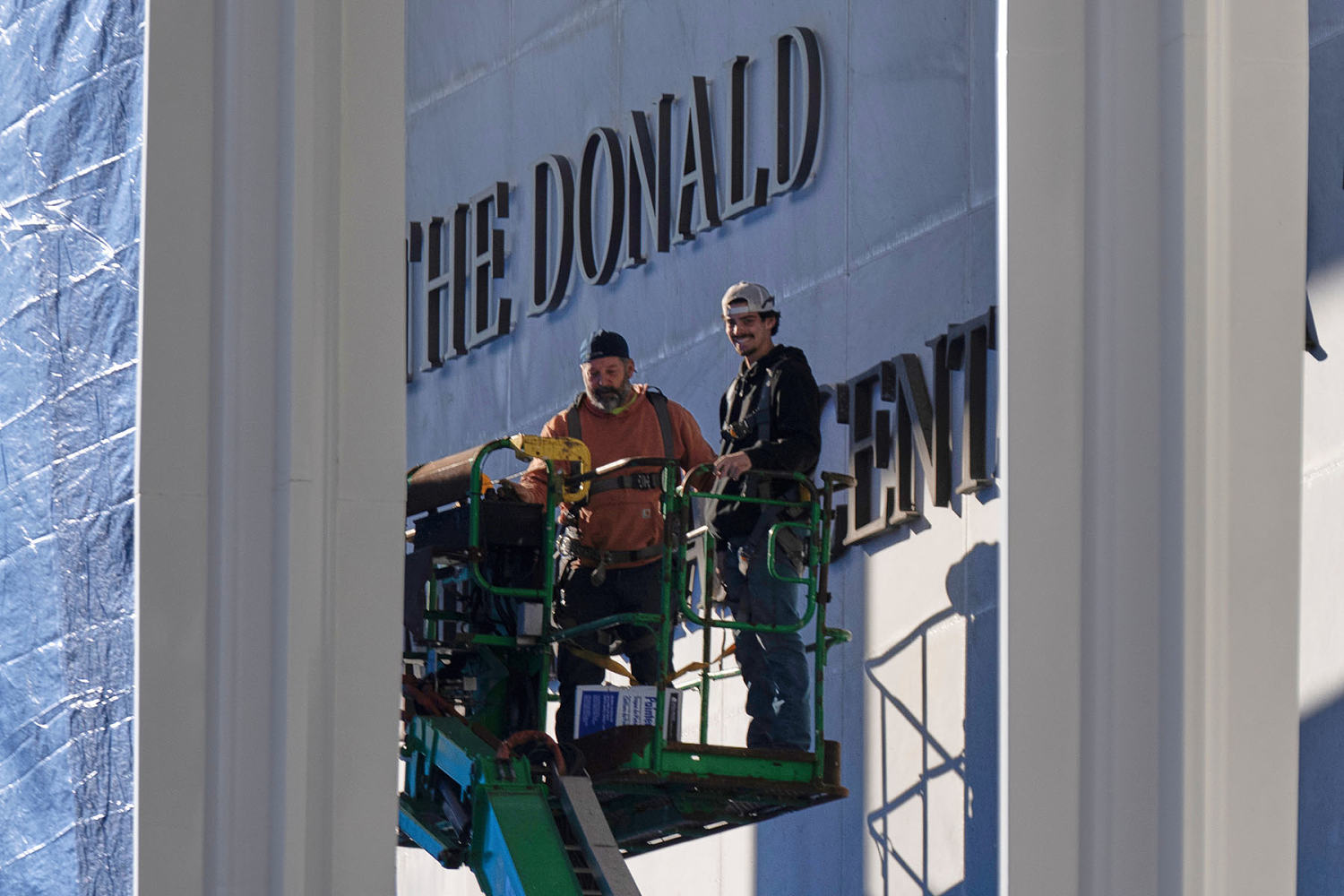 New Trump-Kennedy Center sign is affixed to building facade despite concerns about legality<br>