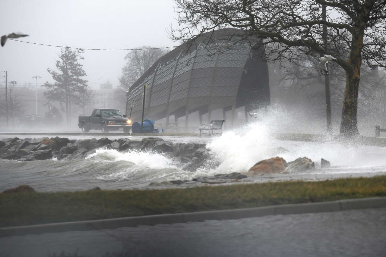 Connecticut power outages surge to over 50,000 amid storm's high winds