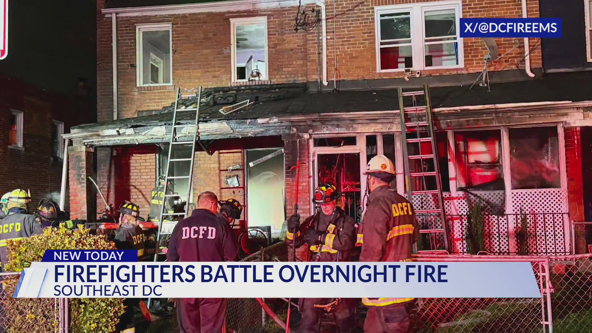 2 adults, 2 children displaced after fire torches row house in Southeast DC