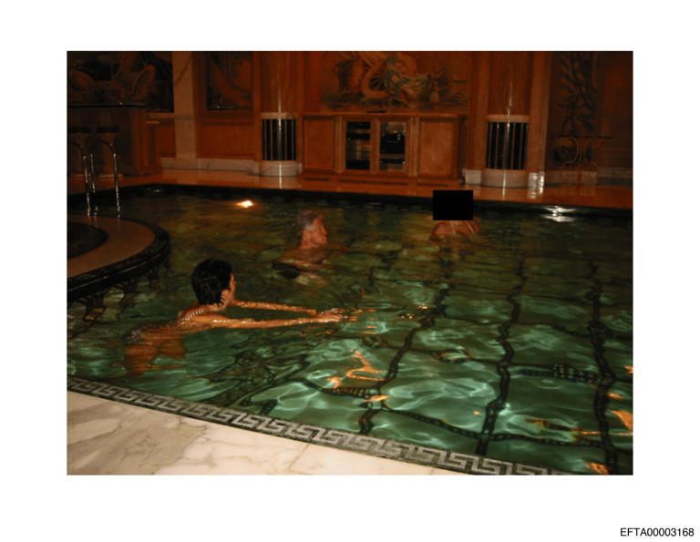 Clinton in a pool at the Empire Brunei in a photo released by the Justice Department on Friday.