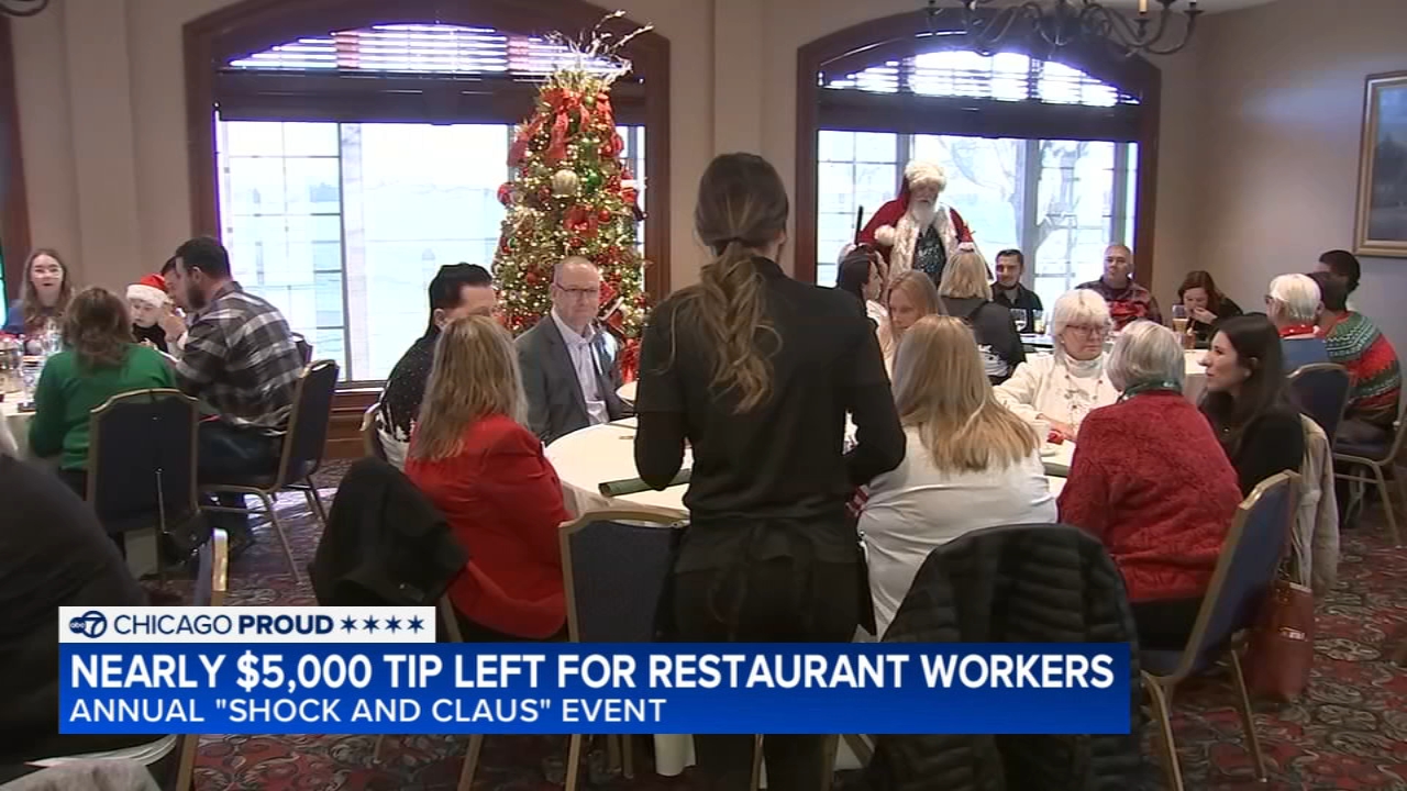 Diners leave waitstaff at suburban bar and grill nearly $5K tip ahead of holiday season<br>