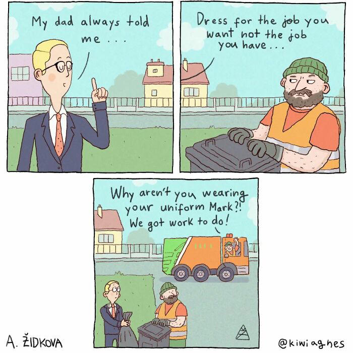 25 short yet amusing comics with unexpected endings by a Czech artist