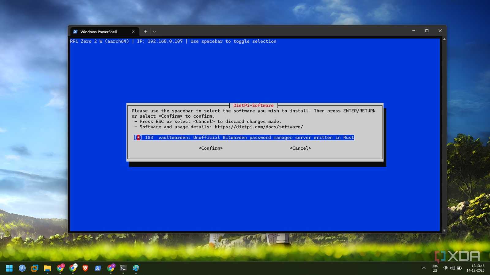 screenshot of installing vaultwarden on raspberry pi