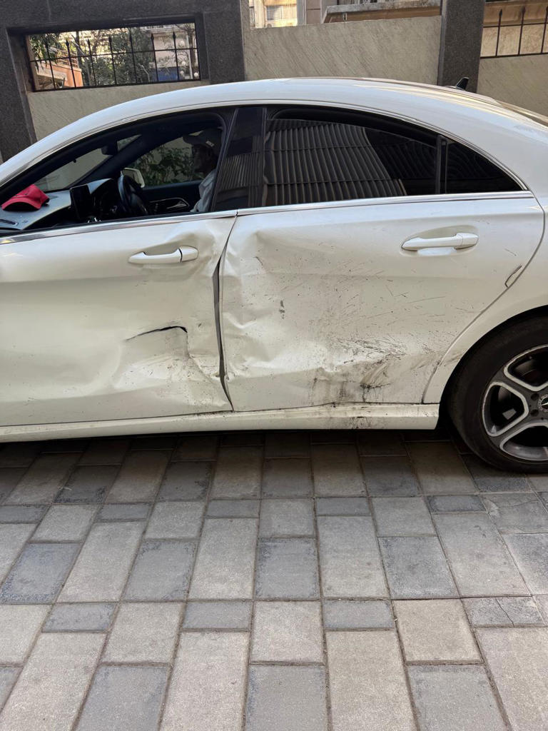 Nora Fatehi's car post the accident