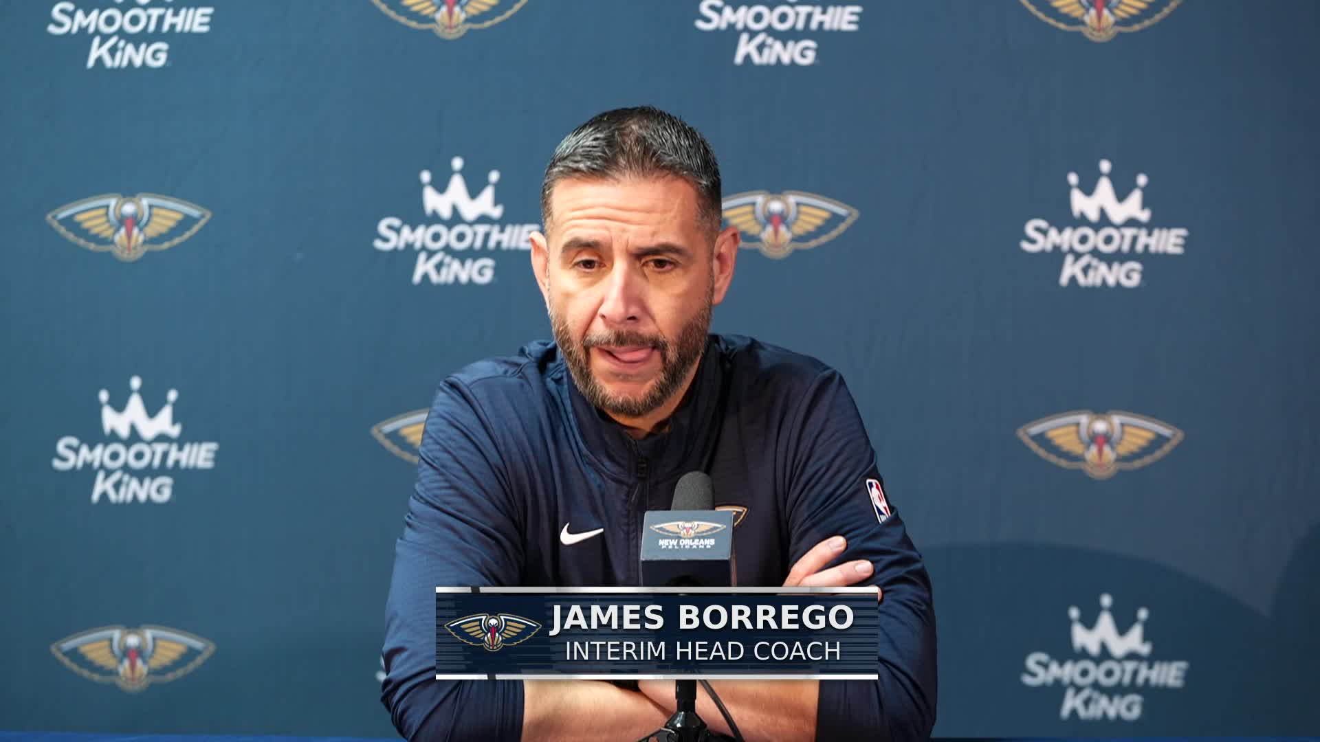 NOP 128, IND 109: Pelicans coach James Borrego postgame media availability