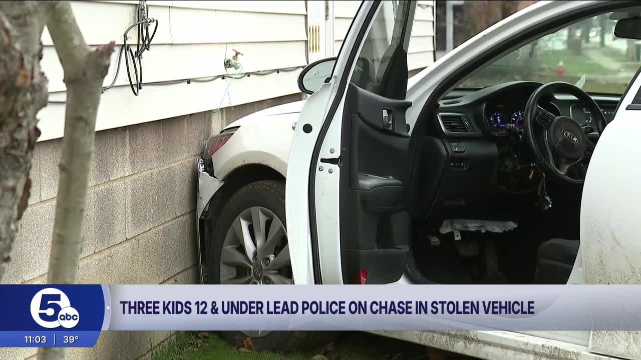 3 kids 12 and under lead police on chase, crash stolen car in Cleveland