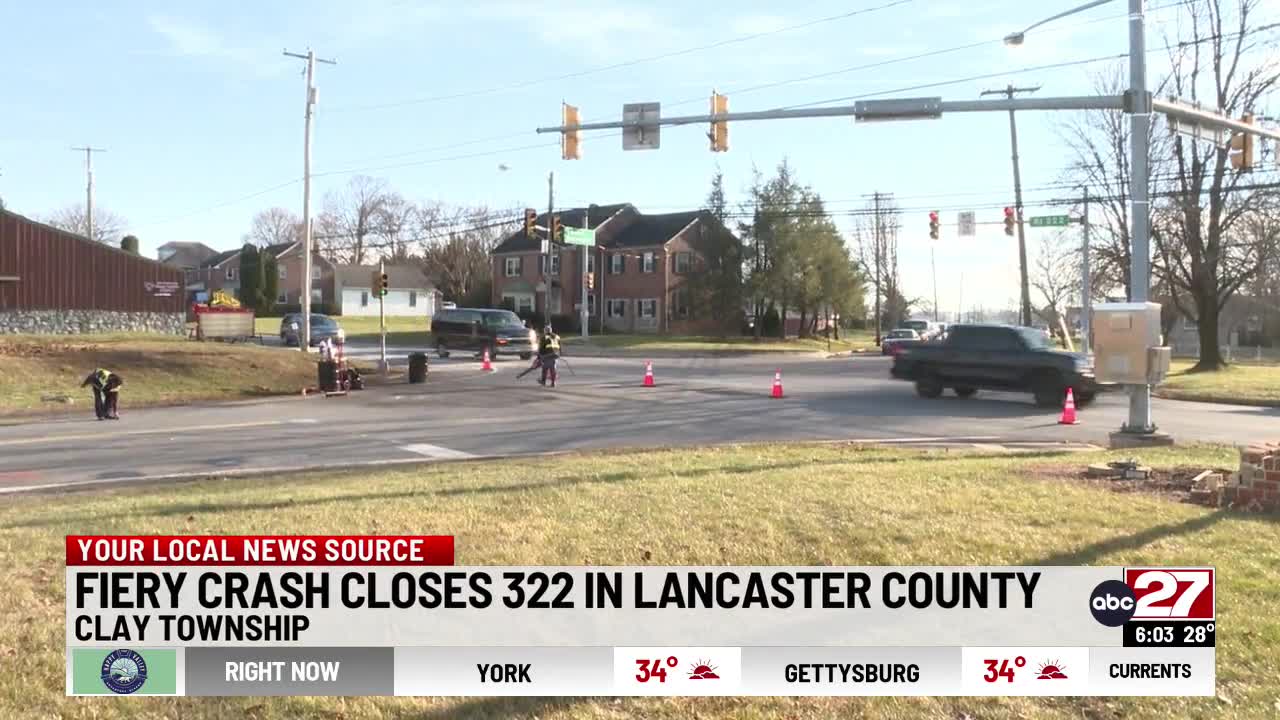 Crash closes all lanes on Route 322 in Lancaster County