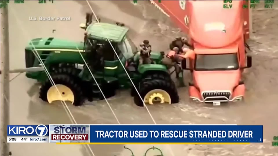 Video: Tractor used to rescue stranded driver