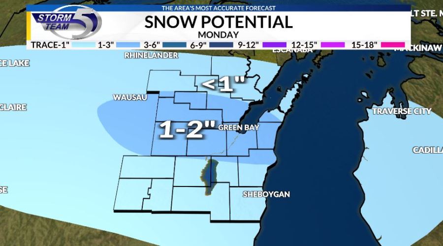 Snow showers could result in a slippery Monday AM commute