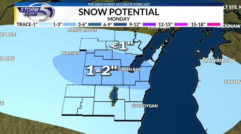 Snow showers could result in a slippery Monday AM commute